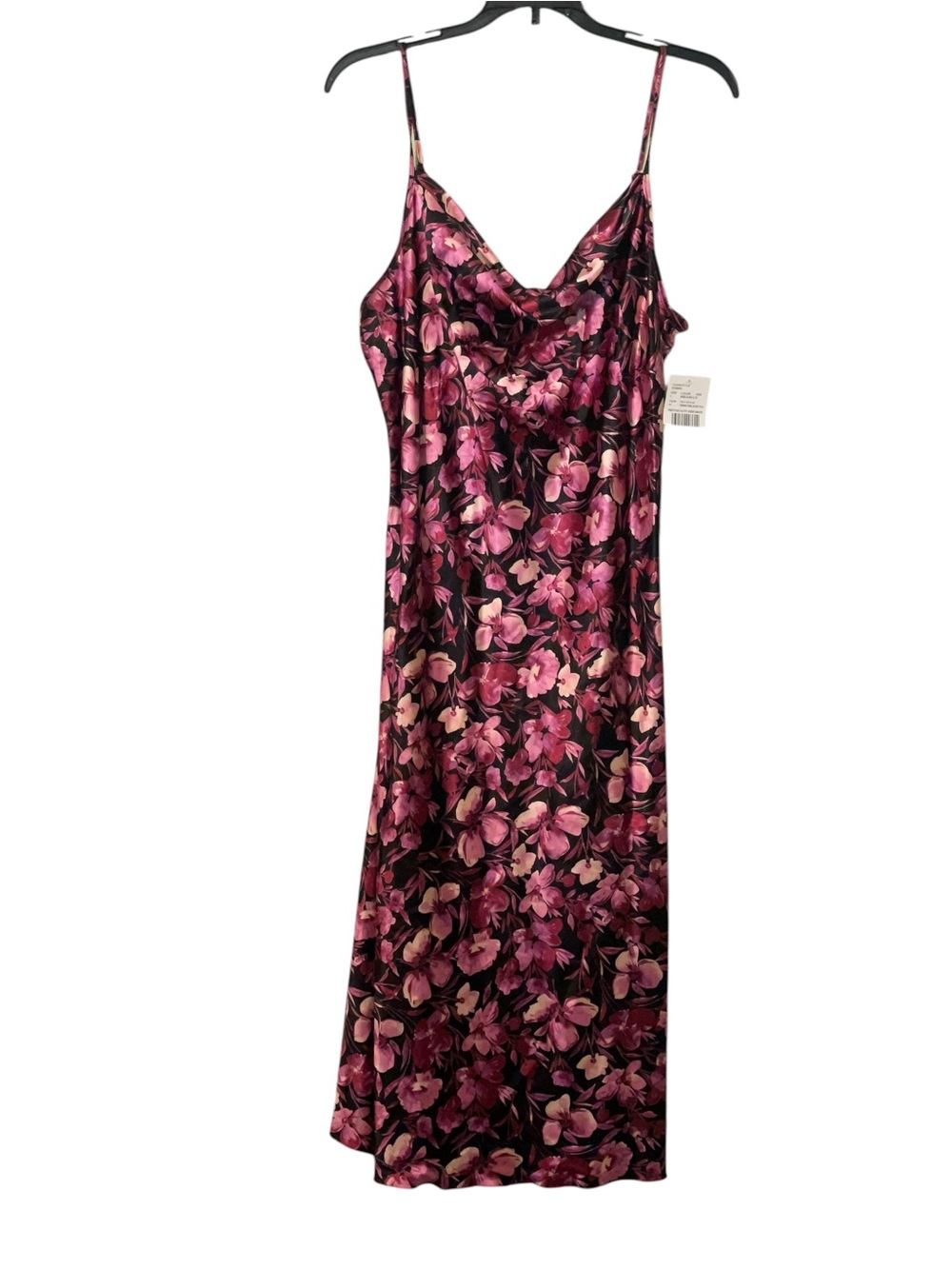 NWT- Bebe by Davids Bridal floral satin slip dress w/cowl necklines Size large - Picture 4 of 10